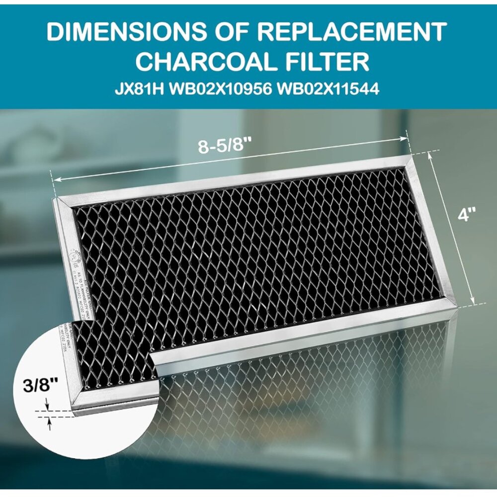 OMAEON - GE’s WB02X10956 microwave charcoal filter 4" x 8-5/8" x 3/8" - NEW